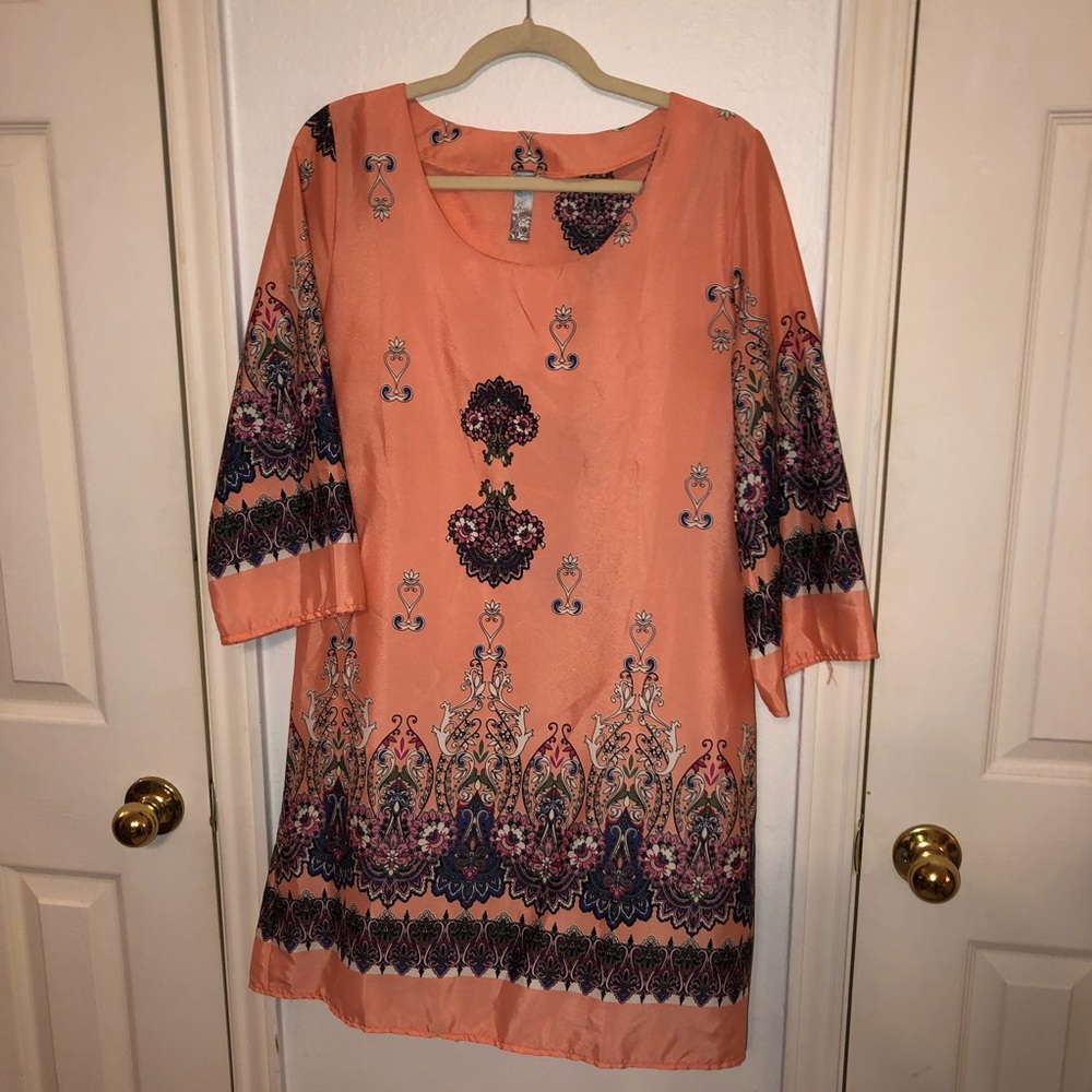 Coral Dress with Sleves